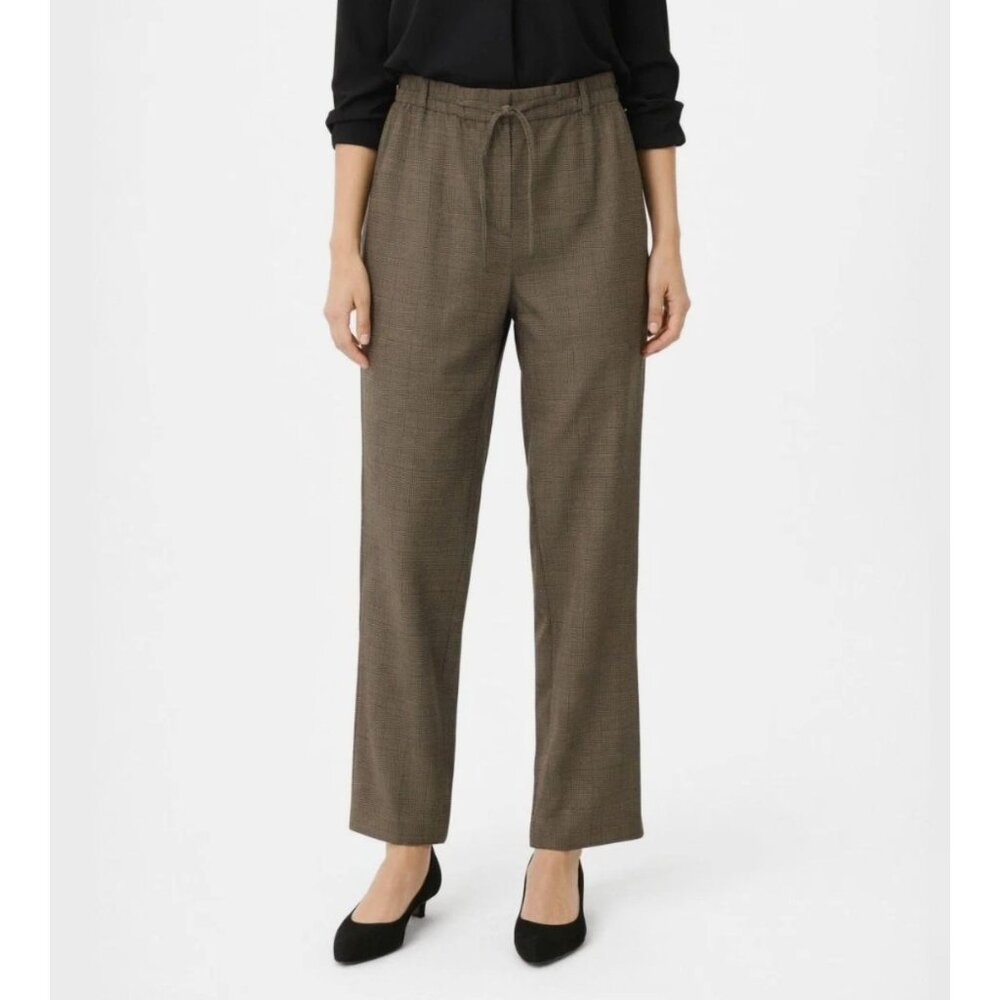 NWT‎ J.Jill Brown Plaid Houndstooth Ankle Pants M Elastic Waist Preppy Academia